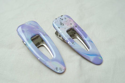 Purple Marbled Large Hairclips