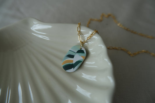 Green Oval Marbled Necklace
