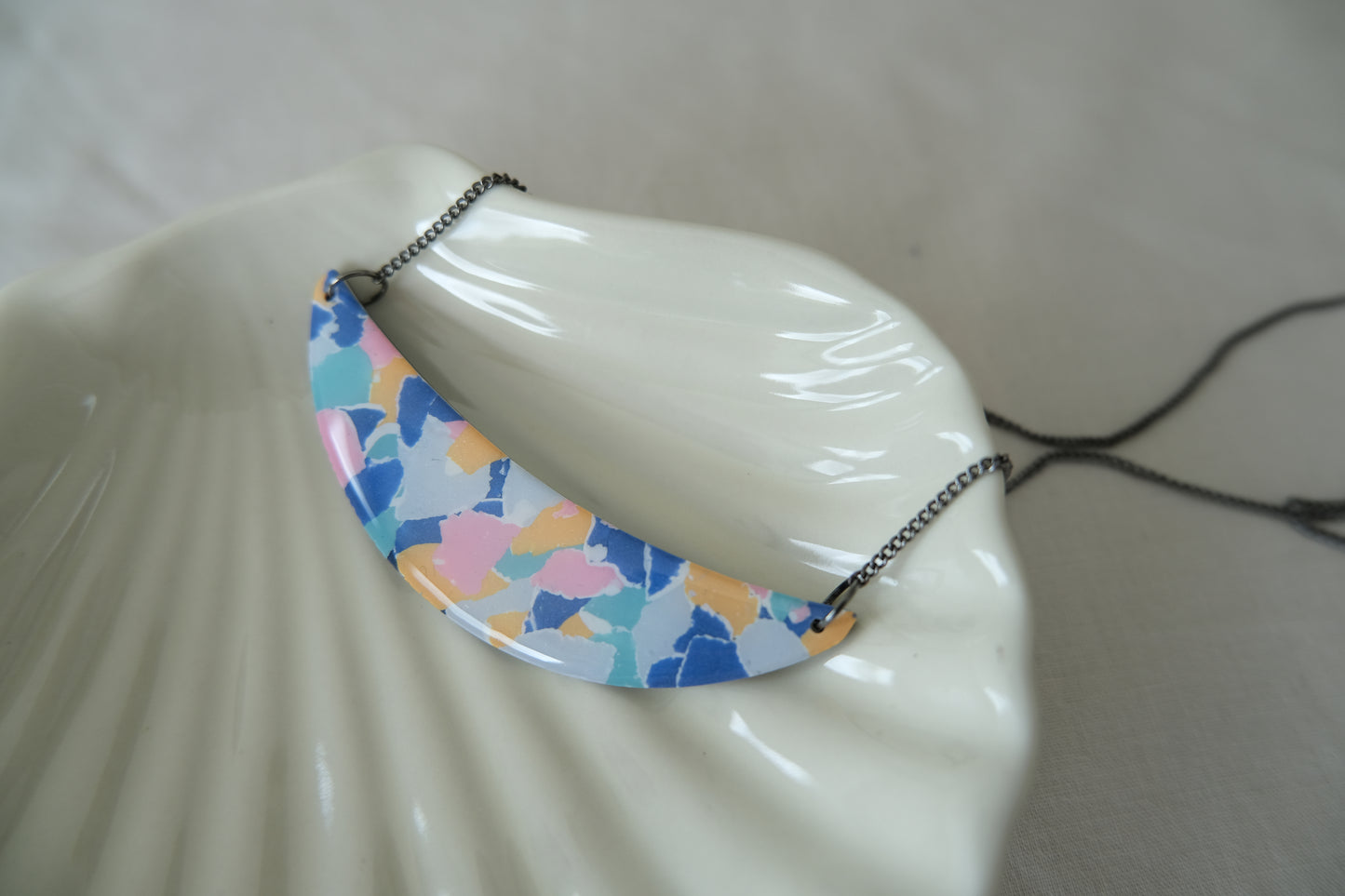 Patchwork Half Moon Necklace